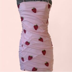 Pink strawberry dress forever 21 early 2010s (Rare!)